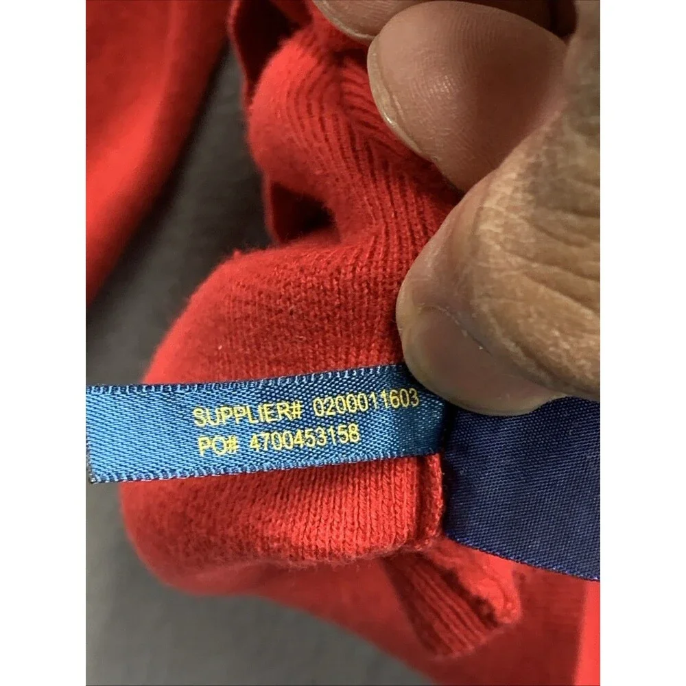 Polo Ralph lauren Mens Pullover V-Neck Sweaters Pima Cotton Preppy Red Large